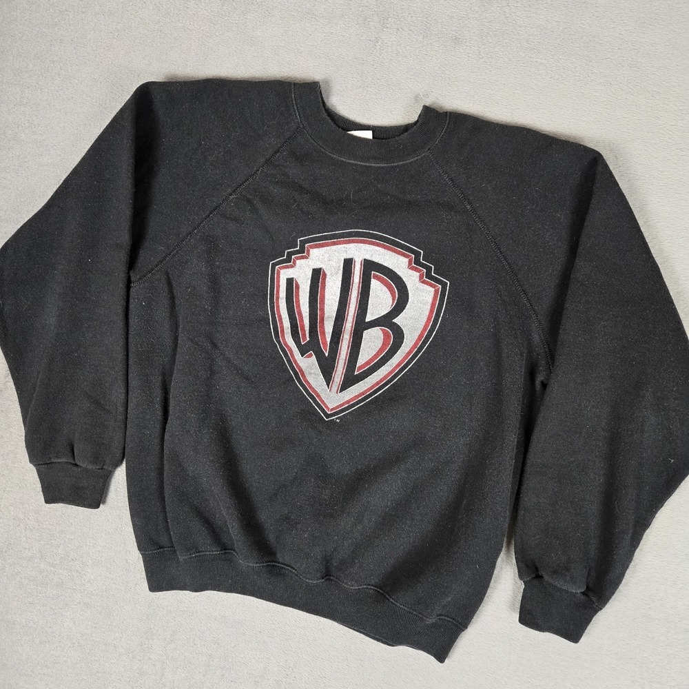 VTG 80s Warner Bros Pictures WB Promo Raglan Crewneck Sweatshirt Adults Large